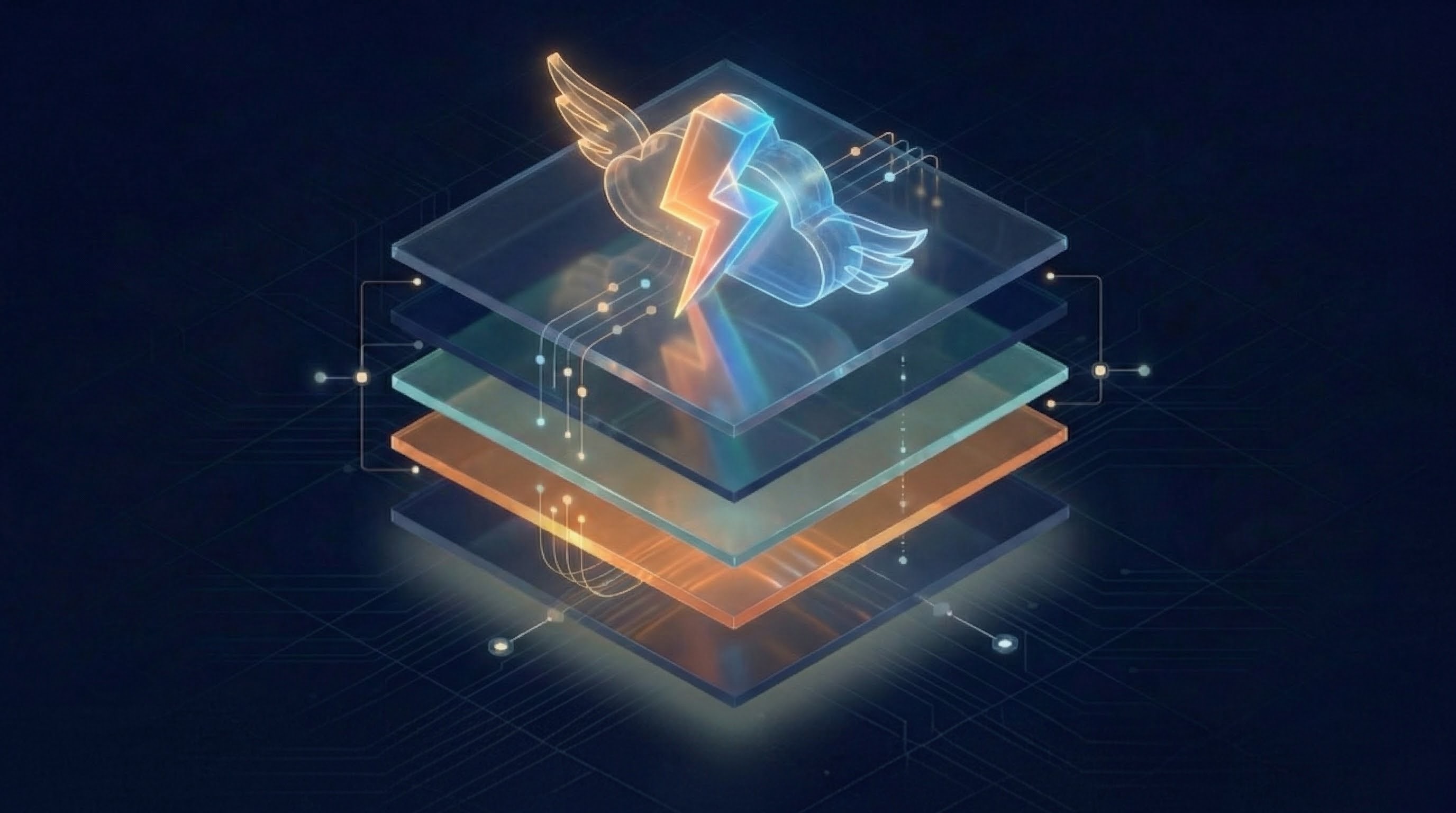 Abstract geometric background for a backend deployment guide.